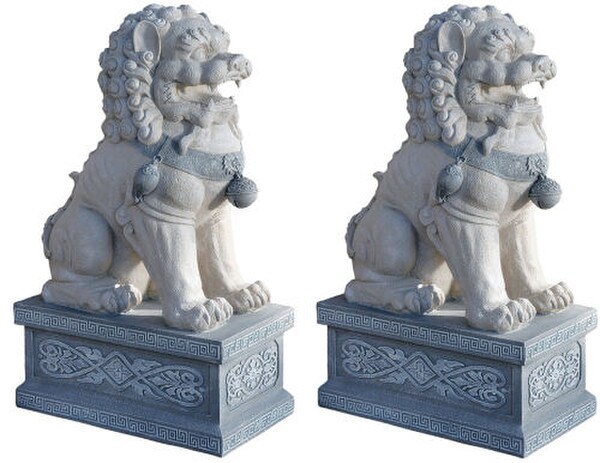 Giant Foo Dogs Sculptures Pair of Statuary